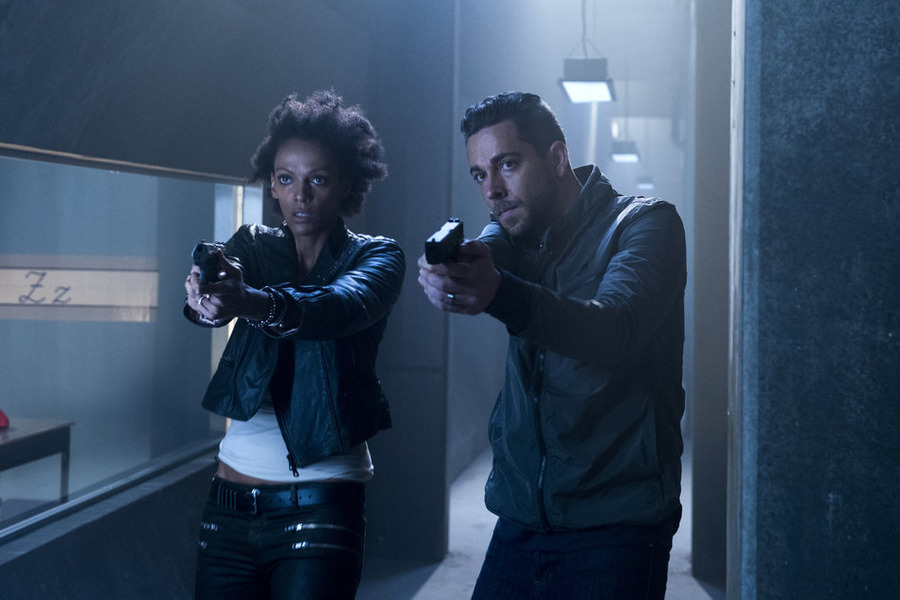 HEROES REBORN -- "Awakening" Episode 101 -- Pictured: (l-r) Judith Shekoni as Joanne Collins, Zachary Levi as Luke Collins -- (Photo by: Christos Kalohoridis/NBC)