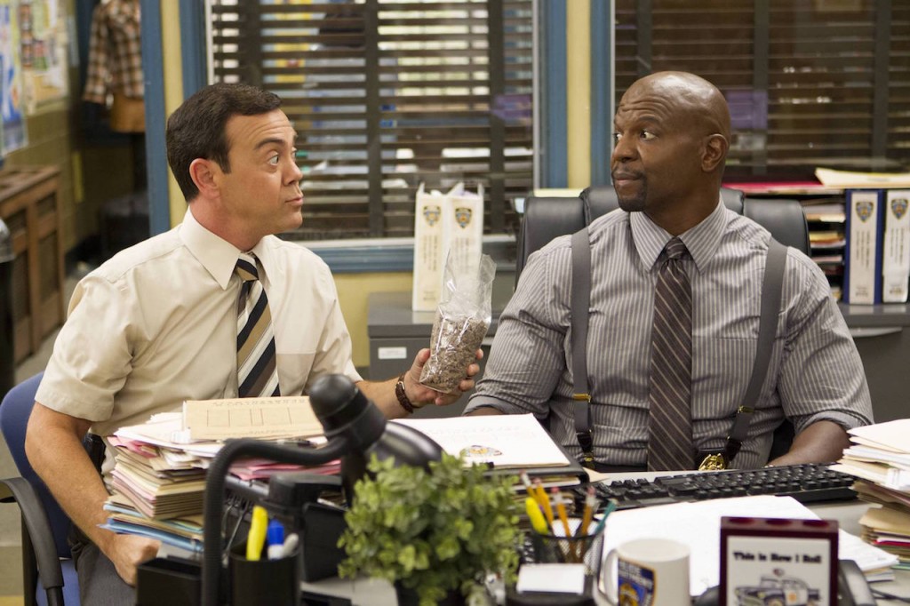 BROOKLYN NINE-NINE: Charles (Joe Lo Truglio, L) and Sgt. Jeffords (Terry Crews, R) in the "The Oolong Slayer" ©2015 Fox Broadcasting Co. CR: John P Fleenor/FOX.