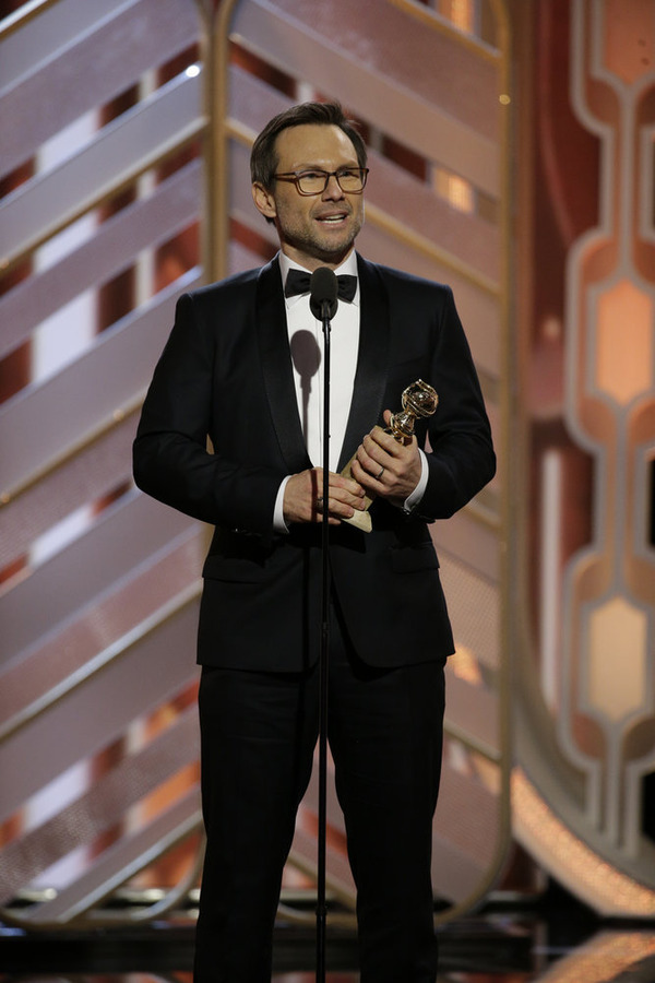 73rd ANNUAL GOLDEN GLOBE AWARDS -- Pictured: Christian Slater, "Mr. Robot", Winner, Best Supporting Actor - Series/Limited Series/TV Movie at the 73rd Annual Golden Globe Awards held at the Beverly Hilton Hotel on January 10, 2016 -- (Photo by: Paul Drinkwater/NBC)