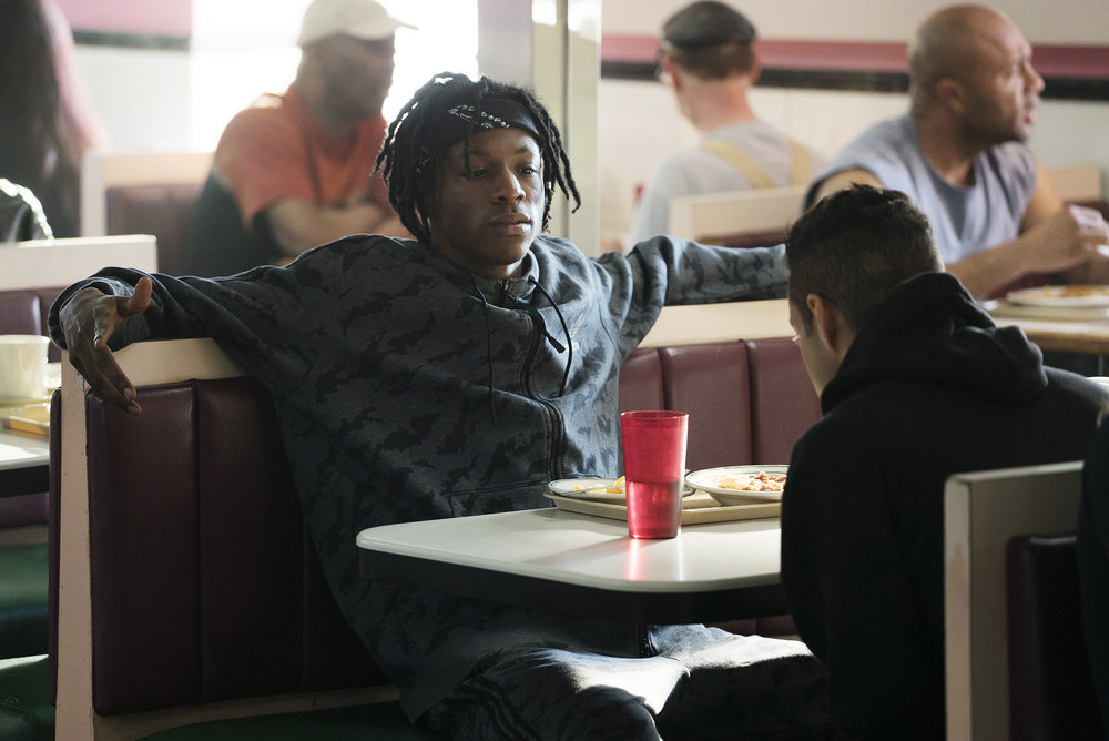 MR. ROBOT -- "eps2.0_unm4sk%u2010pt1.tc" Episode 201 -- Pictured: Joey Bada$$ as Leon -- (Photo by: Peter Kramer/USA Network)